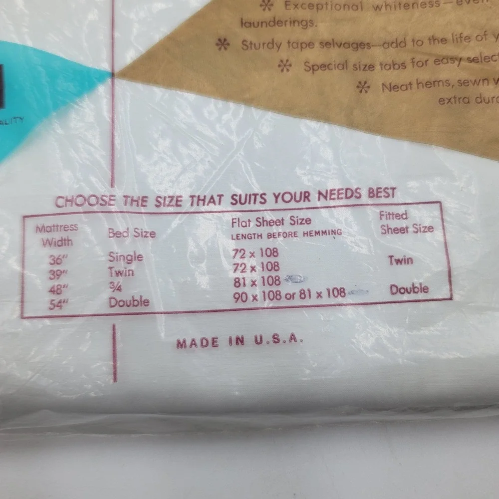 Vintage AMC Vanity House White Percale Flat Sheet 100% Cotton 81x108 USA Made